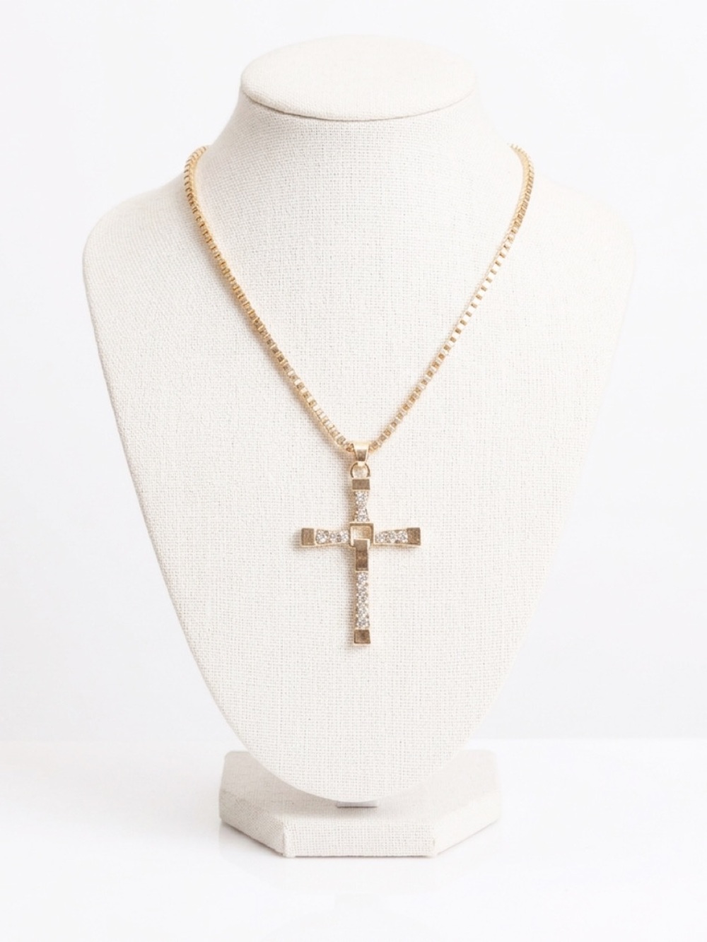 New Gold Cross Zirconia Gems Necklaces Men's Chain Religious Christian Crucifix